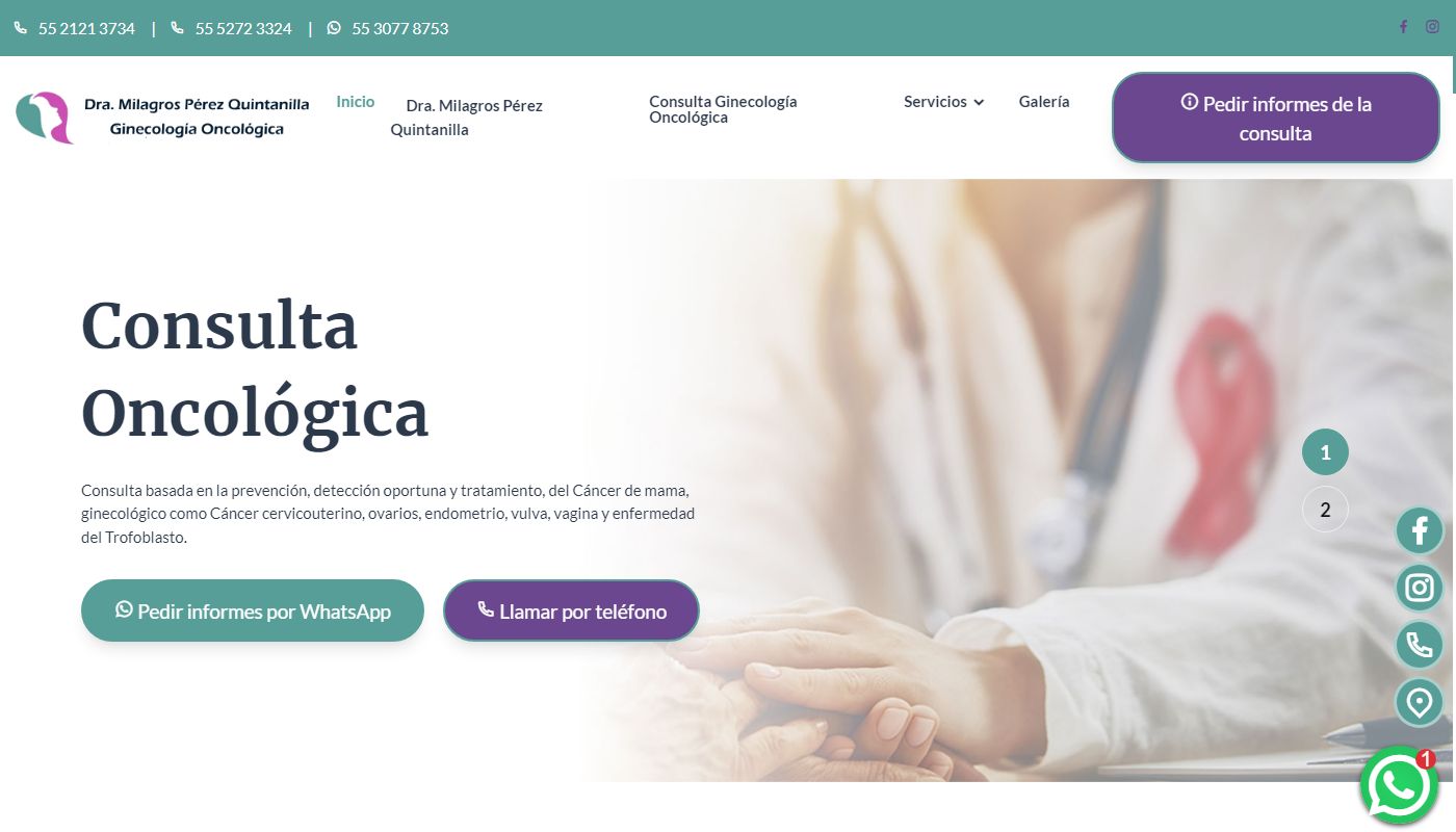 Screenshot de Ginecóloga Oncológica en CDMX Dra. Milagros Pérez Quintanilla