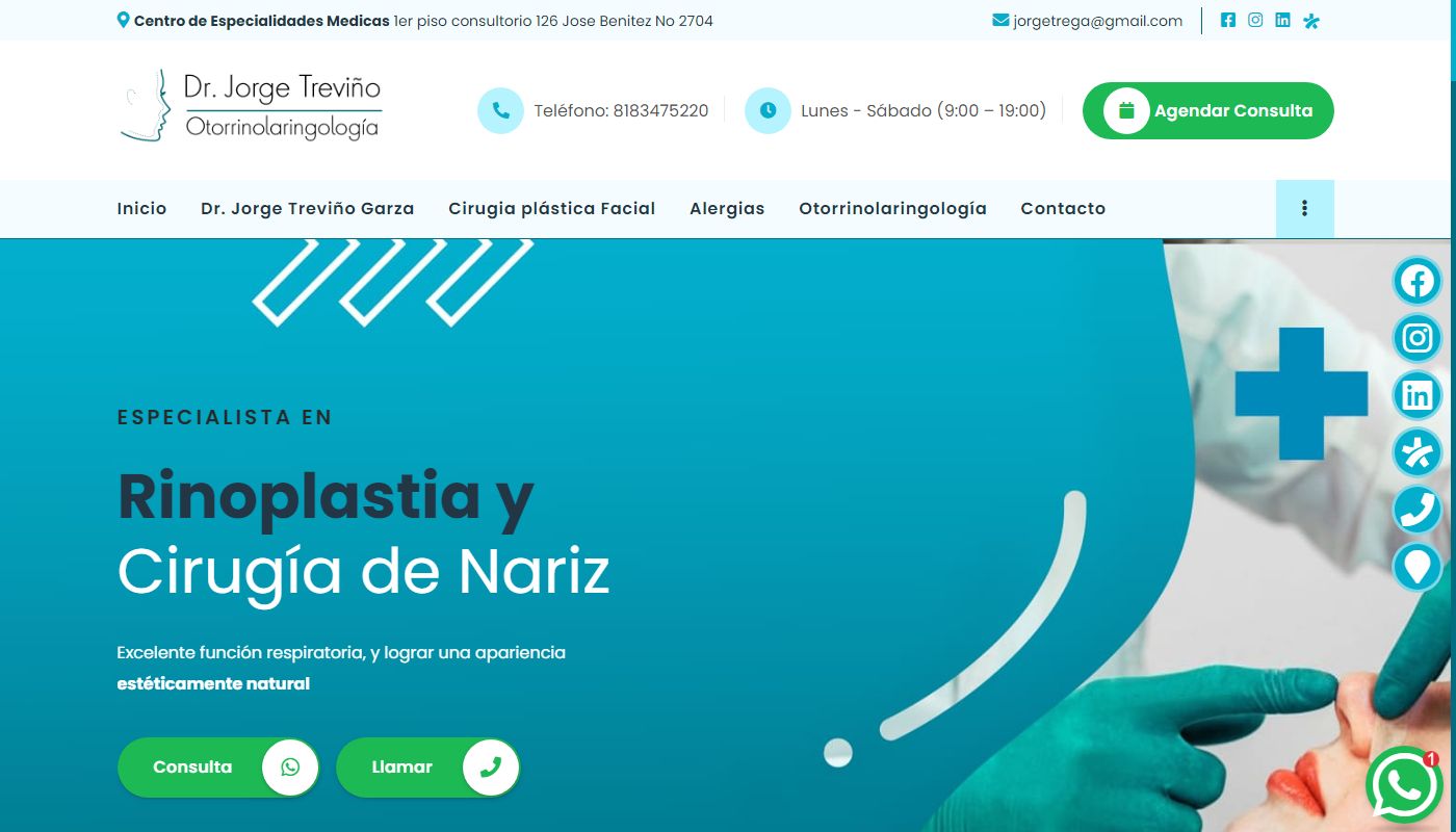 Screenshot de Otorrinolaringólogo en Monterrey Dr. Jorge Treviño